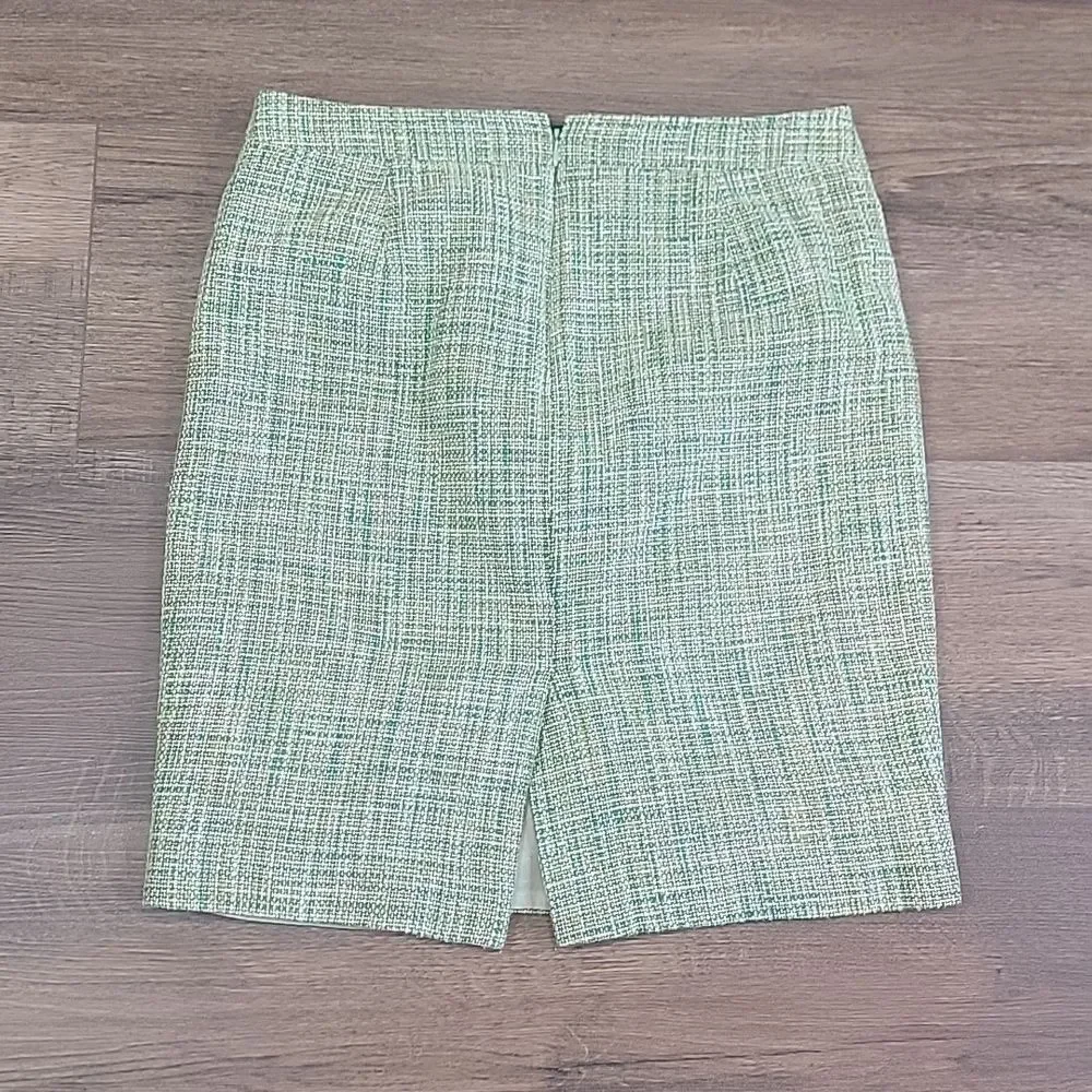 J. Crew Green Tweed Mini Pencil Mini Skirt Womens Size 10